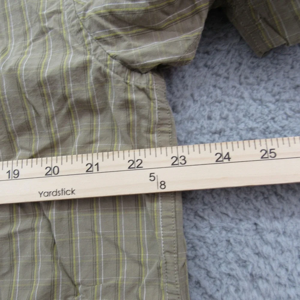 The North Face Mens Large Short Sleeve Plaid‎ Button Down Shirt Olive Green Tan